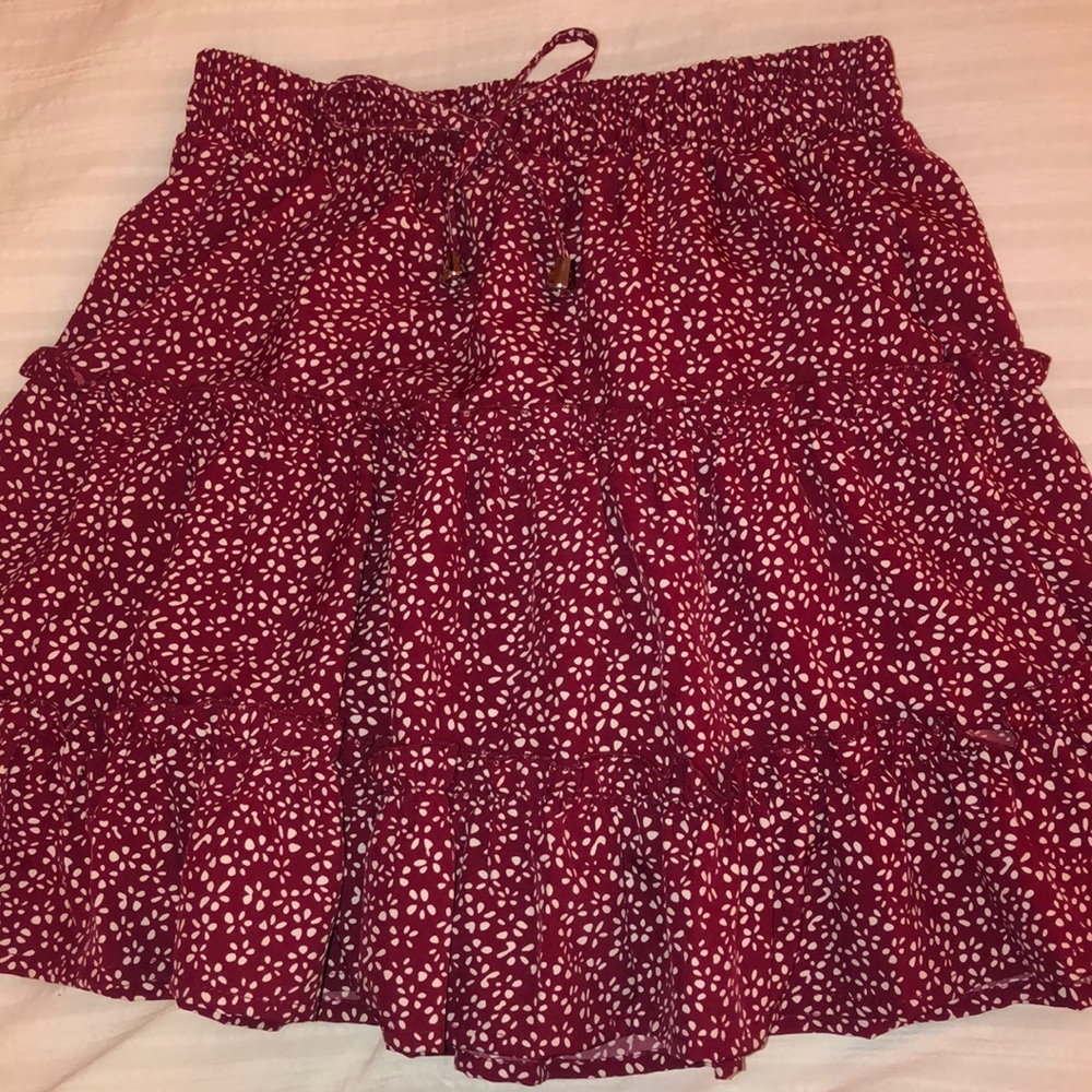 Red and white printed skirt